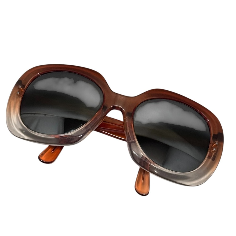 Vintage 1970s Vuarnet France Oversized Butterfly Sunglasses Amber Bi-Gradient